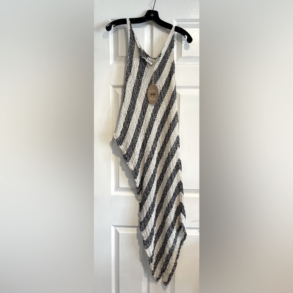 NEW! LA BOTEGGA DI BRUNELLA NAVY /WHITE MAXI BEACH DRESS ONE SIZE FITS MOST